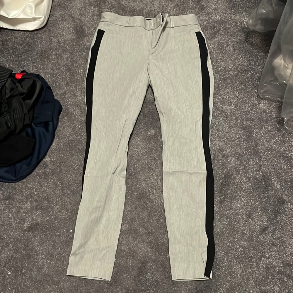 Banana republic black stripe on side of grey work pant